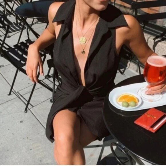 2/$30 NWT Choosy Size 2 St. Crosby Black Sleeveless Plunging Neck Shirt Dress - Picture 9 of 13